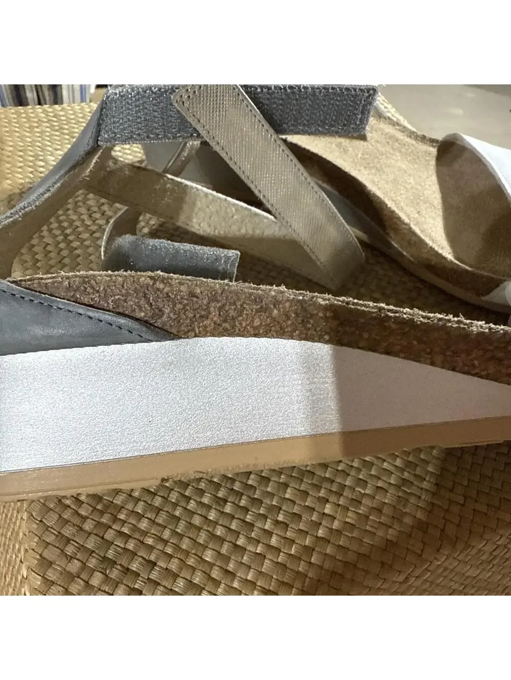 NAOT Sandals Woman  sz 42 Light Gray White leather strap, Made In Israel